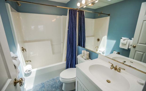 Photo of bathroom with blue walls
